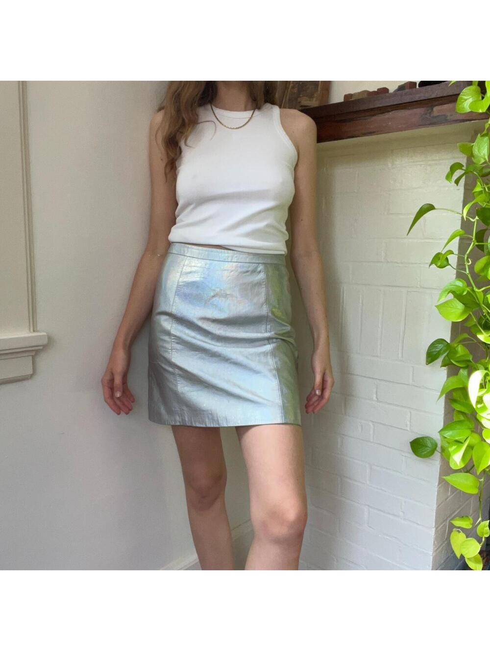 Vintage Holographic Leather Mini Skirt